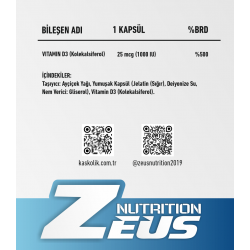 D3 VİTAMİN Zeus Nutrition 60 Kapsül 